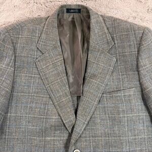 Lancetti Ethomas Plaid Blazer Silk Linen Wool Sport Coat Career Jacket 40R Light